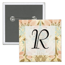 art nouveau nature floral pattern art pins