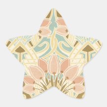 art nouveau nature floral pattern art star stickers