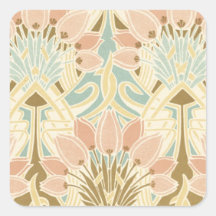 art nouveau nature floral pattern art square sticker