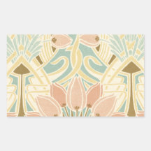 art nouveau nature floral pattern art rectangular stickers