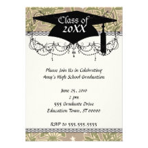 art nouveau neutral floral pattern graduation personalised invite