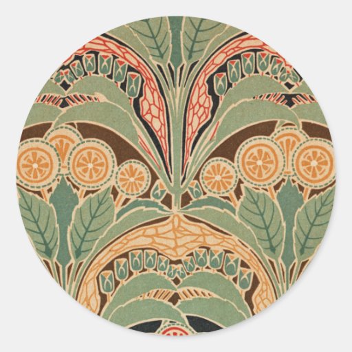 Art Nouveau Pattern #3 at Emporio Moffa Round Stickers