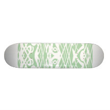 Art Nouveau Pattern in Light Green and White. Custom Skateboard