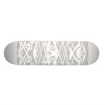 Art Nouveau Pattern in Pale Grey and White. Custom Skate Board