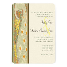 Art Nouveau Peacock Birds Wedding Invitation
