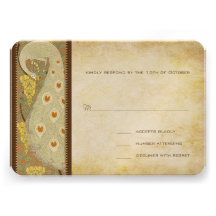 Art Nouveau Peacock Birds Wedding Response Card