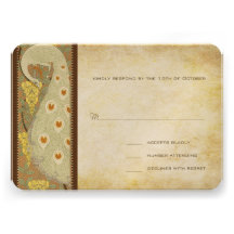 Art Nouveau Peacock Birds Wedding Response Card Personalised Announcement