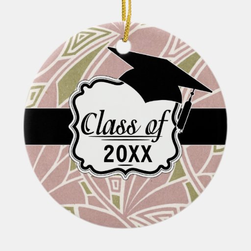 art nouveau pink nature design graduation christmas ornament