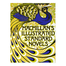 Art Nouveau Postcard: Peacock Illustration