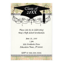 art nouveau pretty geometric pattern flora grad custom announcements