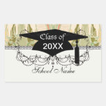 art nouveau pretty geometric pattern flora grad rectangular sticker