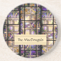 Art Nouveau Stained Glass Personalised Coaster