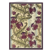 Art Nouveau Thistle flower Cards