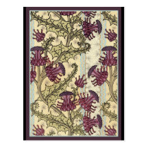 Art Nouveau Thistle flower Post Card