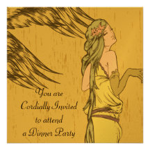 art nouveau vintage beauty Dinner Cocktail Party Custom Invites