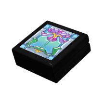 Art Noveau Iris Stained Glass Jewelry Box