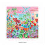 Art Poster: Patchwork Flowers & Pink Sky posters