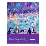 Art Poster: Purple Penguin Party at the Zoo posters