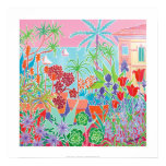 Art Print: Patchwork Flowers and Pink Sky France posters
