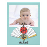Artist calligraphy with Geisha Fan Personalized Invites