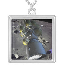 Artist rendition of a new spaceship to the moon custom necklace
