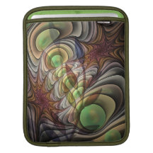 Artistic abstract iPad sleeve with leaves