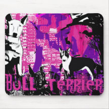 Artistic Bull Terrier Dog Breed Design Mouse Pads