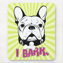 Artistic French Bulldog "Bark" Design Mouse Pads