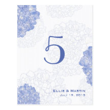 Artistic Hydrangeas Table Number Cards Postcard