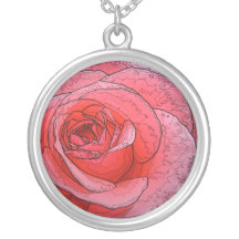 Artistic Peace Rose Round Necklace