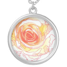 Artistic Rose (red/green) Round Necklace