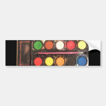 Artist's colourful paint colour box bumper sticker