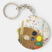 Artists Paint Splatter And Pallet of Paint Key Chains