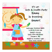 Arts & Crafts Birthday Party Custom Invitations