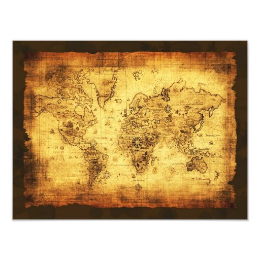 Arty Vintage Old World Map Print Photo Art