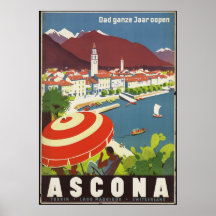 Ascona Vintage Travel Poster Ad Retro Prints