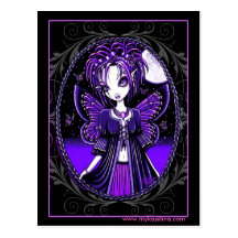 "Ashly" Purple Butterfly Moon Fairy Postcard