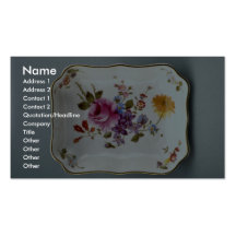 Ashtray with colourful flower designs business card