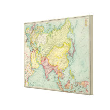 Asia political atlas map stretched canvas print