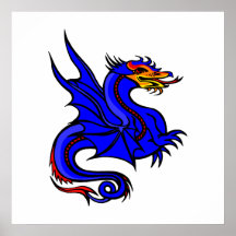 Asian Blue Dragon Print