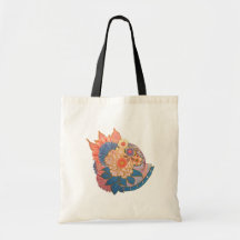 Asian Flower Collage art Canvas Bags