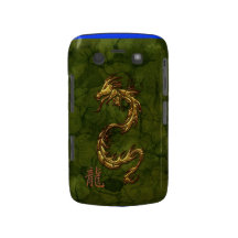 Asian Gold Dragon on Organic Green Blackberry Case