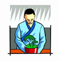 Asian Man With Bonsai head Bowed Acrylic Cut Outs