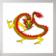 Asian Yellow Dragon Poster