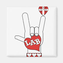 ASL I Love YOU Sign LAB (LABORATORY) Refrigerator Magnets