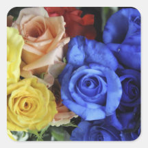 Assorted fresh rose bouquets square sticker