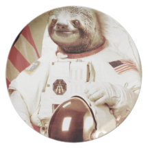 Astronaut Sloth Dinner Plate