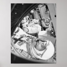 Astronauts seated inside Gemini 3 Poster