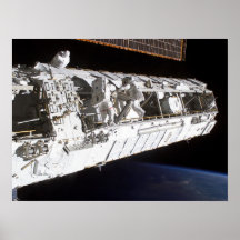 Astronauts work on the International Space Station Print