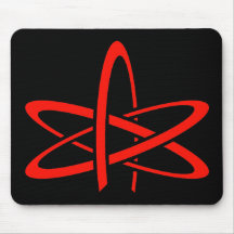 Atheist Atom (Red on Black) Mouse Pads